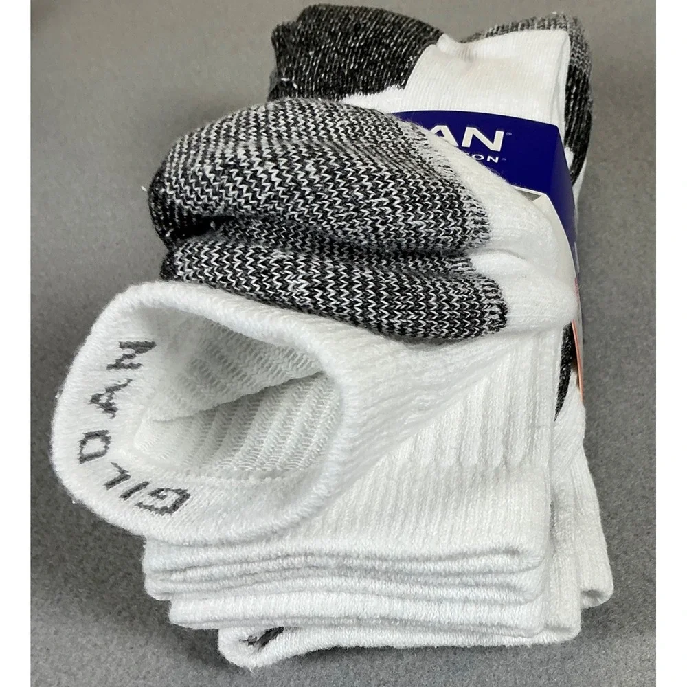 2 Pack Gildan Ultra Cotton Men Cushion Short Crew Socks 6-12 White Gray 6 PR NWT